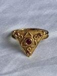 Art Deco 18ct Gold Ruby Triangle Ring Size 7