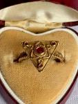 Art Deco 18ct Gold Ruby Triangle Ring Size 7