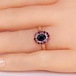 Victorian Sapphire Ruby Cluster Ring in Gold