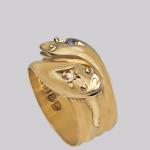 Antique 18ct Gold Double Snake Ring with Diamonds