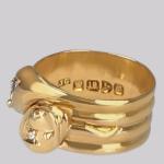Antique 18ct Gold Double Snake Ring with Diamonds