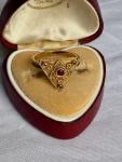 Art Deco 18ct Gold Ruby Triangle Ring Size 7