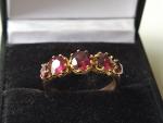 Victorian 9ct Rose Gold Garnet Five Stone Ring