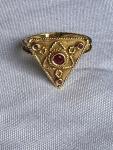 Art Deco 18ct Gold Ruby Triangle Ring Size 7