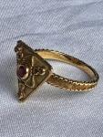 Art Deco 18ct Gold Ruby Triangle Ring Size 7