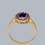 Victorian Sapphire Ruby Cluster Ring in Gold