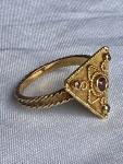 Art Deco 18ct Gold Ruby Triangle Ring Size 7