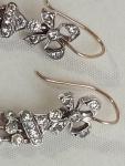 Victorian 14ct Gold Silver Paste Bow Earrings