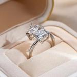 Princess & Pear Moissanite Toi Et Moi Ring