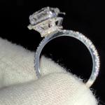 Emerald Cut Moissanite Halo Engagement Ring 14K White Gold