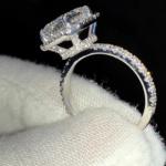 Emerald Cut Moissanite Halo Engagement Ring 14K White Gold