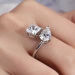 Princess & Pear Moissanite Toi Et Moi Ring