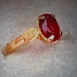 18ct Yellow Gold Oval Cut Ruby Ring Size M