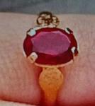 18ct Yellow Gold Oval Cut Ruby Ring Size M