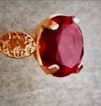 18ct Yellow Gold Oval Cut Ruby Ring Size M