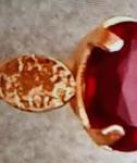 18ct Yellow Gold Oval Cut Ruby Ring Size M