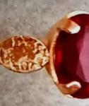 18ct Yellow Gold Oval Cut Ruby Ring Size M