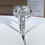 Emerald Cut Moissanite Halo Engagement Ring in Gold