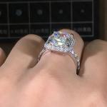 Emerald Cut Moissanite Halo Engagement Ring in Gold