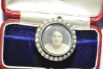 Vintage Photo Locket Pendant with Seed Pearl Ring