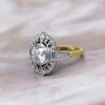 Art Deco Diamond Engagement Ring in 14k White Gold