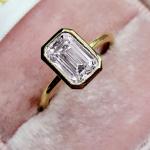 Emerald Cut Moissanite Bezel Engagement Ring