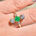 Belle Epoque Emerald and Diamond Gold Ring
