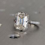 Emerald Cut Moissanite Hidden Halo Engagement Ring