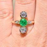 Belle Epoque Emerald and Diamond Gold Ring