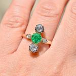 Belle Epoque Emerald and Diamond Gold Ring