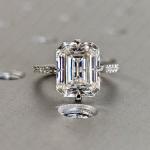 Emerald Cut Moissanite Hidden Halo Engagement Ring