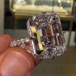 Emerald Moissanite Hidden Halo Engagement Ring