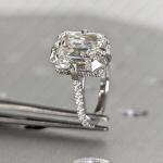 Emerald Cut Moissanite Hidden Halo Engagement Ring