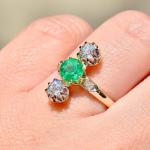 Belle Epoque Emerald and Diamond Gold Ring
