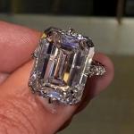 Emerald Moissanite Hidden Halo Engagement Ring