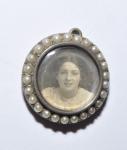 Vintage Photo Locket Pendant with Seed Pearl Ring