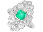 Art Deco Emerald and Diamond Platinum Ring