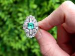 Art Deco Emerald and Diamond Platinum Ring