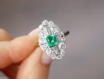 Art Deco Emerald and Diamond Platinum Ring