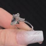 Emerald Cut Moissanite Three Stone Engagement Ring