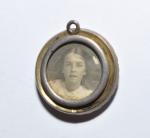 Vintage Photo Locket Pendant with Seed Pearl Ring