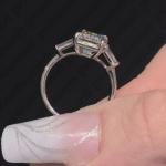 Emerald Cut Moissanite Three Stone Engagement Ring