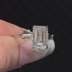 Emerald Cut Moissanite Three Stone Engagement Ring