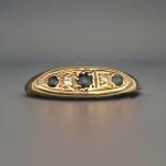 Antique 18ct Gold Sapphire Diamond Boat Ring