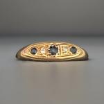 Antique 18ct Gold Sapphire Diamond Boat Ring