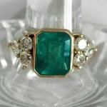 Vintage 2.45Ct Emerald Cut Green Emerald Ring