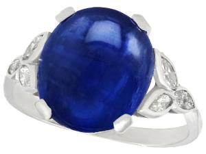 Vintage Platinum Ring with 6.80ct Sapphire and Diamonds