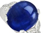Vintage Platinum Ring with 6.80ct Sapphire and Diamonds
