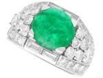 Vintage 1935 Platinum Emerald and Diamond Cocktail Ring