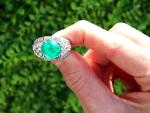 Vintage 1935 Platinum Emerald and Diamond Cocktail Ring
